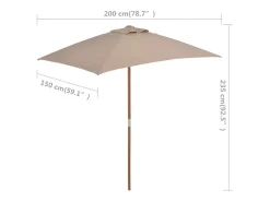 Guarda-sol com mastro de madeira 150 x 200 cm taupe 02_0008112