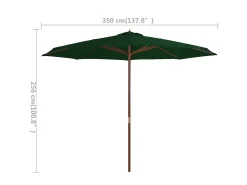 Guarda-sol com mastro de madeira 350 cm verde 02_0008131