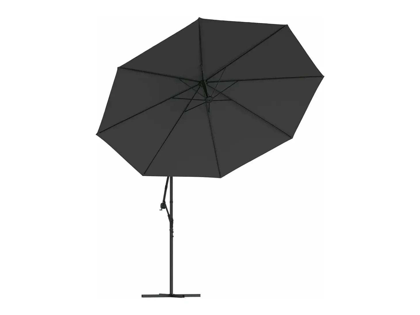 Guarda-sol de braço articulado com mastro de alumínio preto de 350 cm 02_0008482
