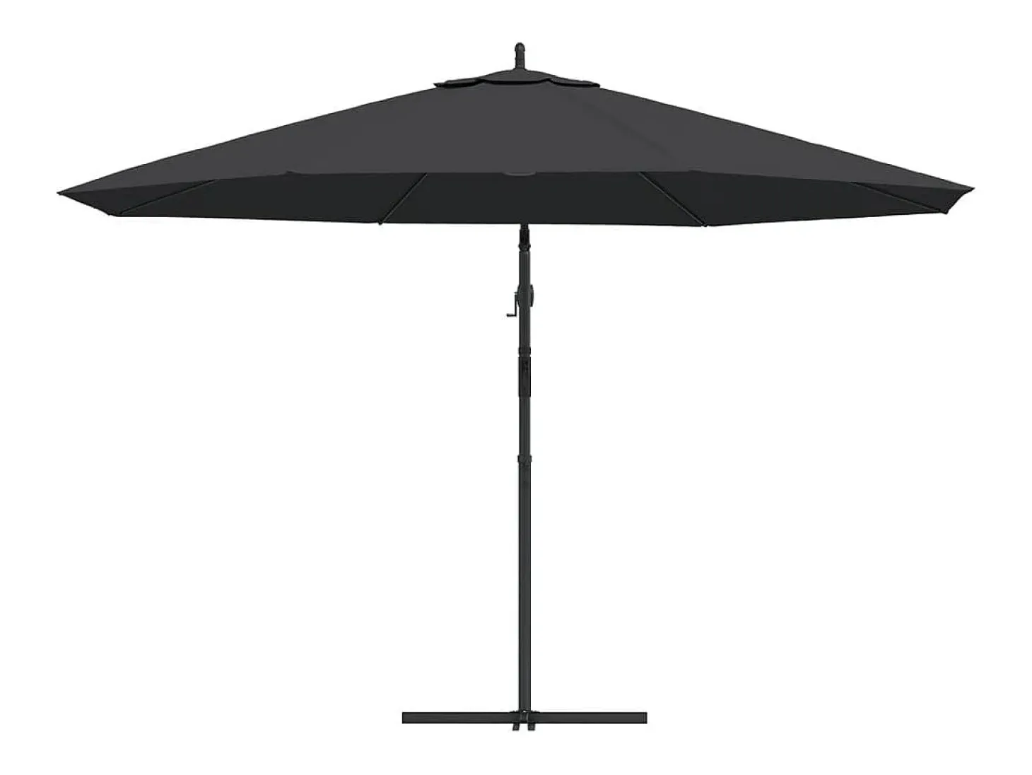 Guarda-sol de braço articulado com mastro de alumínio preto de 350 cm 02_0008482