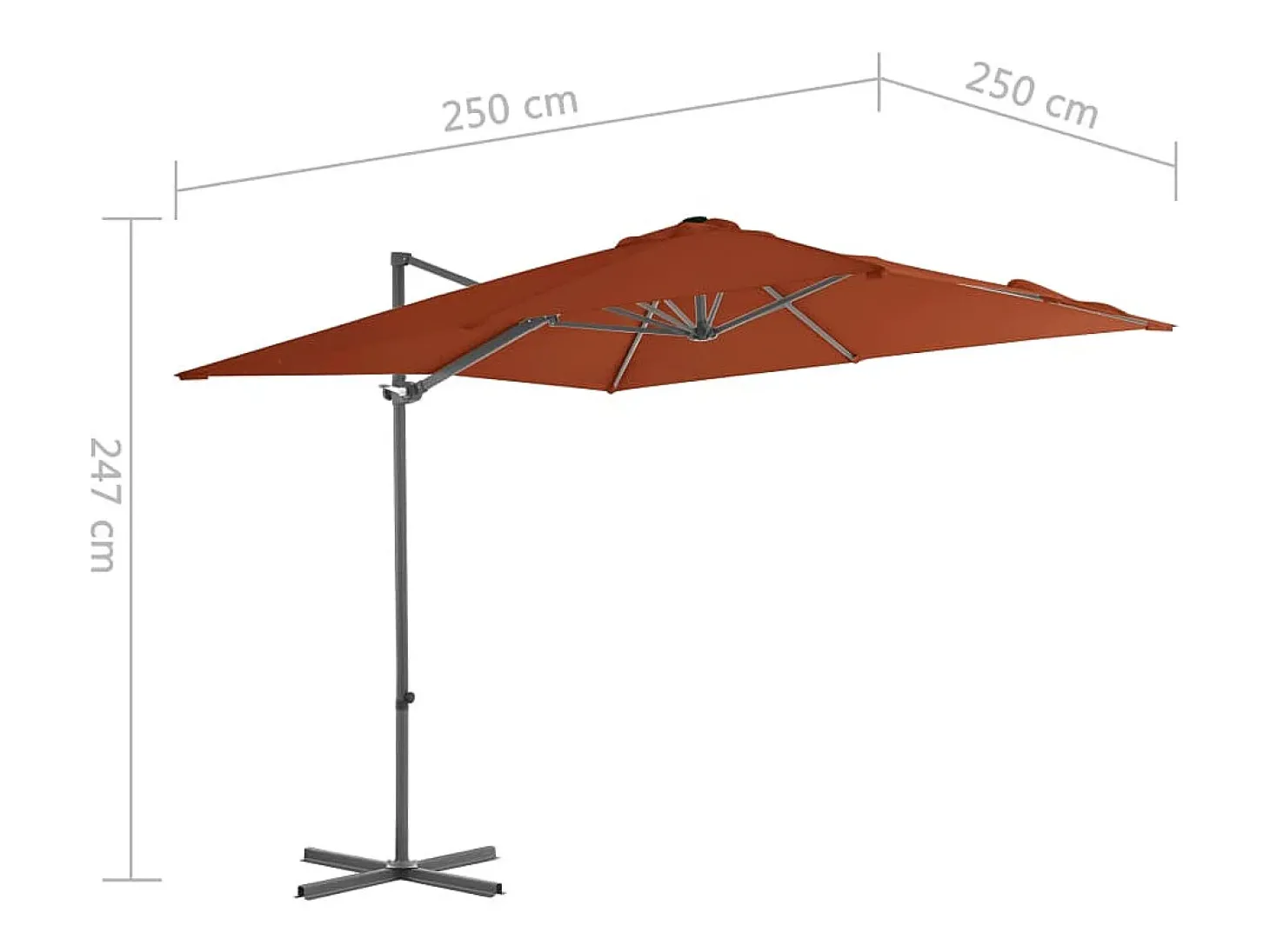 Guarda-sol de braço articulado com mastro de aço 250 x 250 cm laranja 02_0008477
