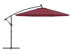 Guarda-sol de braço articulado com luzes LED vermelho-bordô 350 cm 02_0008458