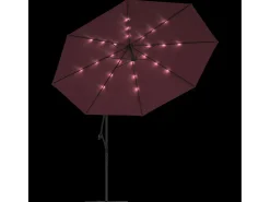 Guarda-sol de braço articulado com luzes LED vermelho-bordô 350 cm 02_0008458