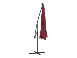 Guarda-sol de braço articulado com luzes LED vermelho-bordô 350 cm 02_0008458