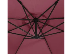 Guarda-sol de braço articulado com luzes LED vermelho-bordô 350 cm 02_0008458