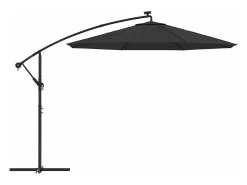 Guarda-sol de braço lateral com iluminação LED e mastro de aço preto de 300 cm 02_0008578