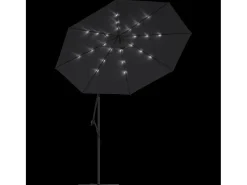 Guarda-sol de braço lateral com iluminação LED e mastro de aço preto de 300 cm 02_0008578