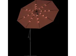 Guarda-sol de braço lateral com iluminação LED e mastro de aço 300 cm de diâmetro laranja 02_0008580