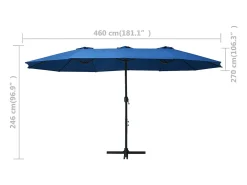 Guarda-sol de exterior com mastro de alumínio 460 x 270 cm azul 02_0008295