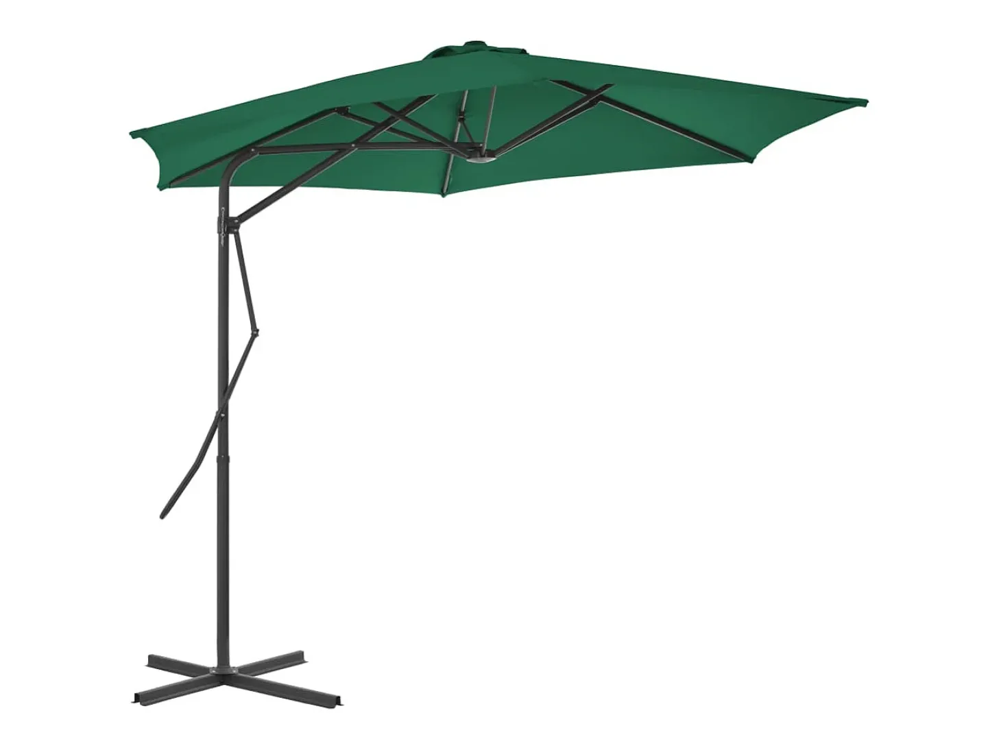 Guarda-sol de exterior com mastro de aço de 300 cm verde 02_0008196