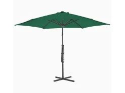 Guarda-sol de exterior com mastro de aço de 300 cm verde 02_0008196