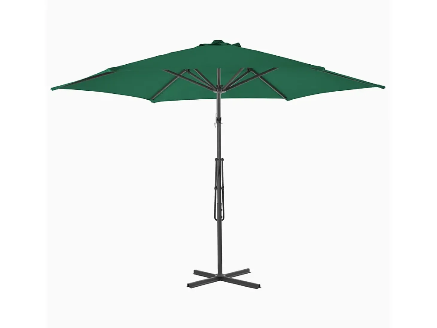 Guarda-sol de exterior com mastro de aço de 300 cm verde 02_0008196