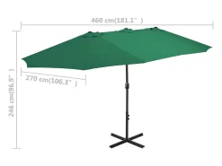 Guarda-sol de exterior com mastro de alumínio 460 x 270 cm verde 02_0008293