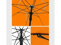 Guarda-sol de jardim ø 2 m proteção UPF 50+ inclinável portátil resistente ao vento com varetas de fibra de vidro e bolsa laranja 12_0001758