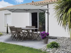 Guarda-sol de jardim cantilever "Sky 4" em alumínio - 3 x 4 m - Cinza