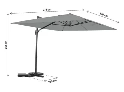 Guarda-sol de jardim cantilever "Sky 4" em alumínio - 3 x 4 m - Cinza