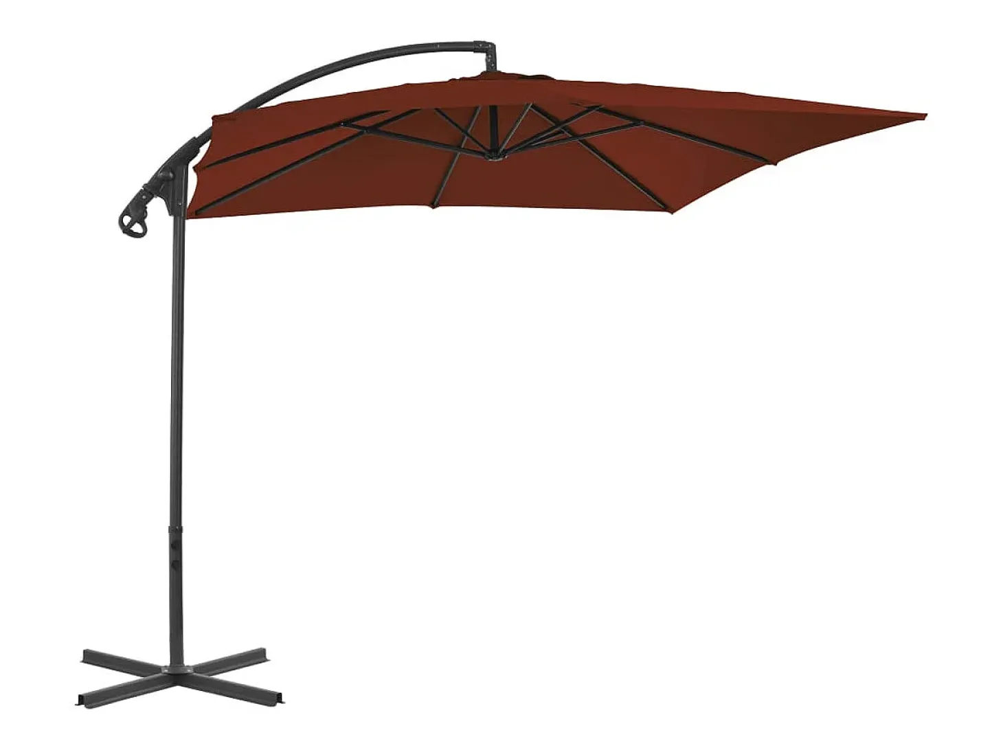 Guarda-sol de jardim com braço articulado e mastro de aço 250 x 250 cm terracota 02_0008466