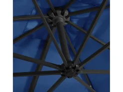 Guarda-sol de jardim com braço articulado iluminação LED e mastro de aço 250 x 250 cm azul celeste 02_0008446
