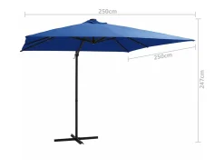 Guarda-sol de jardim com braço articulado iluminação LED e mastro de aço 250 x 250 cm azul celeste 02_0008446