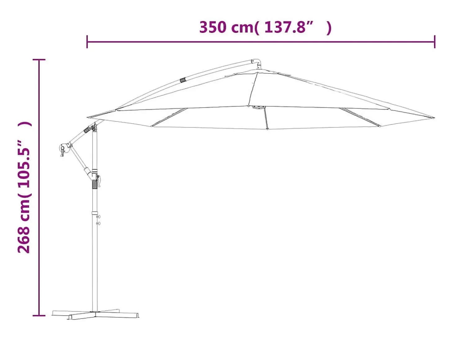 Guarda-sol de jardim com braço articulado e mastro de alumínio terracota de 350 cm 02_0008606