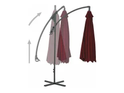 Guarda-sol de jardim com braço articulado e mastro de aço 250 x 250 cm vermelho borgonha 02_0008465