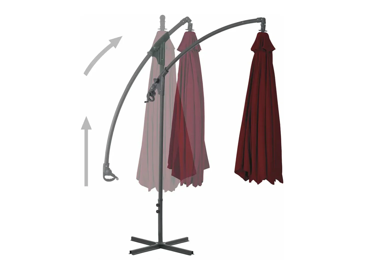 Guarda-sol de jardim com braço articulado e mastro de aço 250 x 250 cm vermelho borgonha 02_0008465
