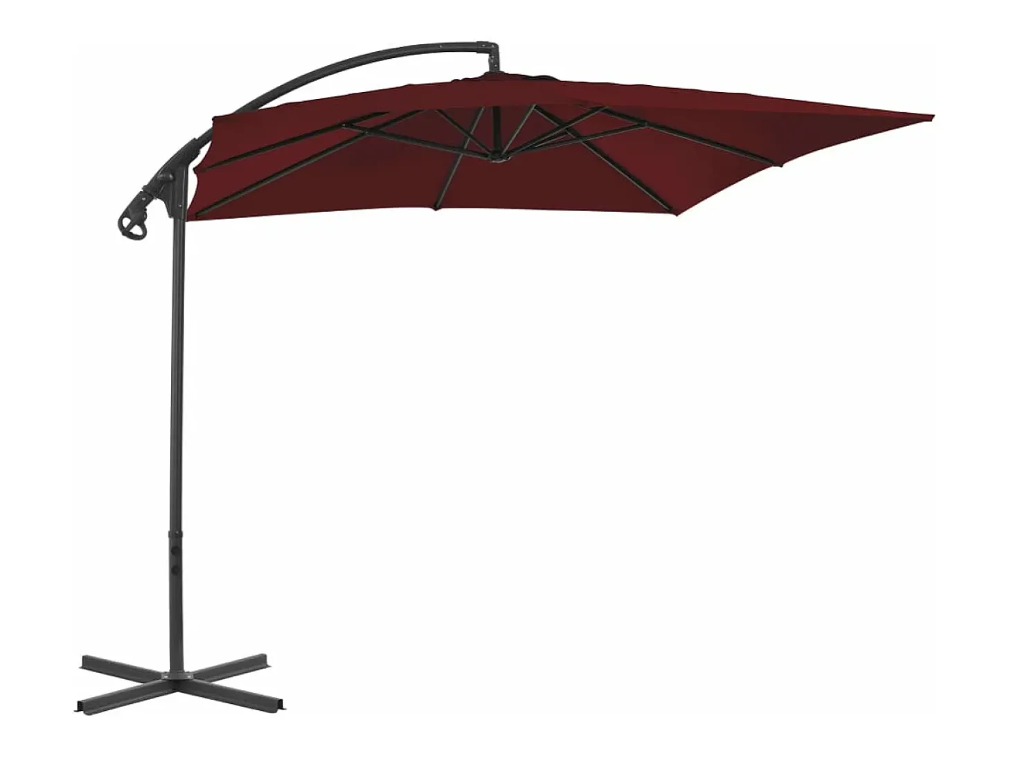 Guarda-sol de jardim com braço articulado e mastro de aço 250 x 250 cm vermelho borgonha 02_0008465
