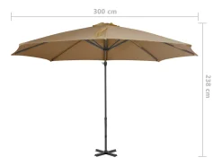 Guarda-sol de jardim com braço articulado e mastro de alumínio 300 cm cor taupe 02_0008634