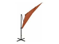 Guarda-sol de jardim com braço articulado mastro e luzes LED 250 cm terracota 02_0008538