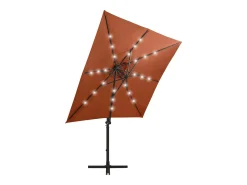 Guarda-sol de jardim com braço articulado mastro e luzes LED 250 cm terracota 02_0008538