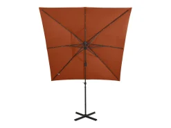 Guarda-sol de jardim com braço articulado mastro e luzes LED 250 cm terracota 02_0008538