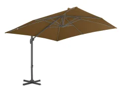 Guarda-sol de jardim com estrutura em balanço e mastro de alumínio 300 x 300 cm cor taupe 02_0008616