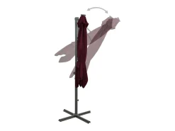 Guarda-sol de jardim com haste e luzes LED vermelhas 300 cm cor bordô 02_0008527
