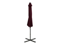 Guarda-sol de jardim com haste e luzes LED vermelhas 300 cm cor bordô 02_0008527