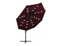 Guarda-sol de jardim com haste e luzes LED vermelhas 300 cm cor bordô 02_0008527