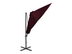Guarda-sol de jardim com haste e luzes LED vermelhas 300 cm cor bordô 02_0008527