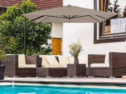 Guarda-sol de jardim deslocado em alumínio "Sky 4" - 3 x 4 m - Taupe - Com capa de proteção