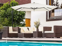 Guarda-sol de jardim deslocado em alumínio "Sky 4" - 3 x 4 m - Écru - Com capa