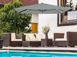 Guarda-sol de jardim deslocado em alumínio "Sky 4" - 3 x 4 m - Cinza - Com capa