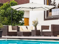 Guarda-sol de jardim deslocado em alumínio 'Sky 4' - 3 x 4 m - Ecru - Placas de lastro incluídas