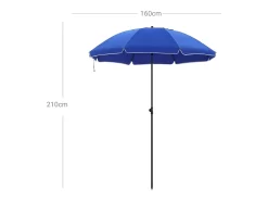 Guarda-sol de jardim 2m de diâmetro proteção UPF 50+ inclinável portátil resistente ao vento varetas de fibra de vidro com bolsa azul gpu65buv1 12_0001802