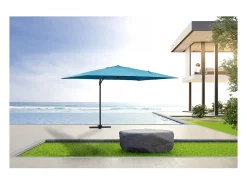 Guarda-sol de jardim offset de alumínio "Sun 4" 3 x 4 m - Azul