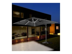 Guarda-sol de jardim offset LED de alumínio "Sun 3 Luxe" 3 x 3 m - Preto