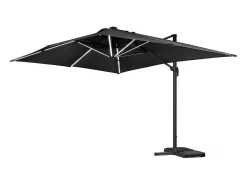 Guarda-sol de jardim offset LED de alumínio "Sun 3 Luxe" 3 x 3 m - Preto