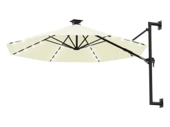 Guarda-sol de parede com mastro de metal e iluminação LED 300 cm cor areia 02_0008694