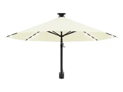 Guarda-sol de parede com mastro de metal e iluminação LED 300 cm cor areia 02_0008694
