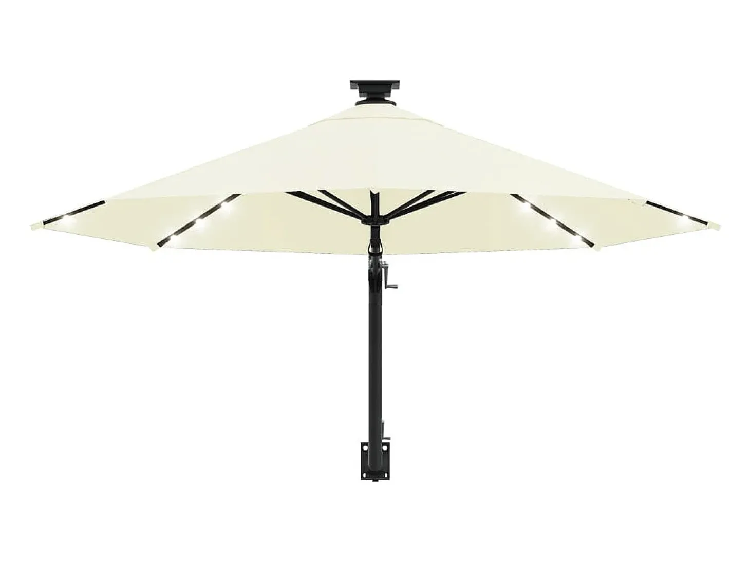 Guarda-sol de parede com mastro de metal e iluminação LED 300 cm cor areia 02_0008694