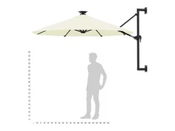 Guarda-sol de parede com mastro de metal e iluminação LED 300 cm cor areia 02_0008694