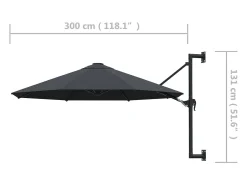 Guarda-sol de parede com mastro de metal antracite de 300 cm 02_0008685