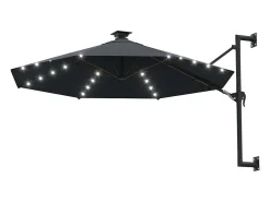 Guarda-sol de parede com mastro metálico e iluminação LED 300 cm antracite 02_0008690